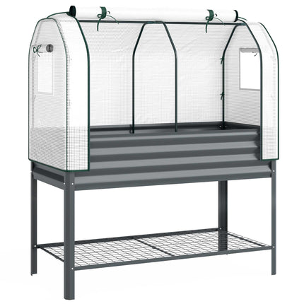 Raised Garden Bed with PE Greenhouse Cover, 120x55x140 cm
