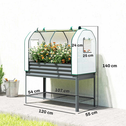 Raised Garden Bed with PE Greenhouse Cover, 120x55x140 cm