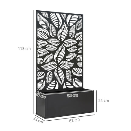 Raised Garden Bed with Privacy Panel, Metal, Black, 8 Gallon Capacity