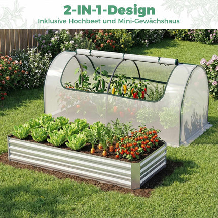 Raised Garden Bed with Removable PVC Greenhouse Cover