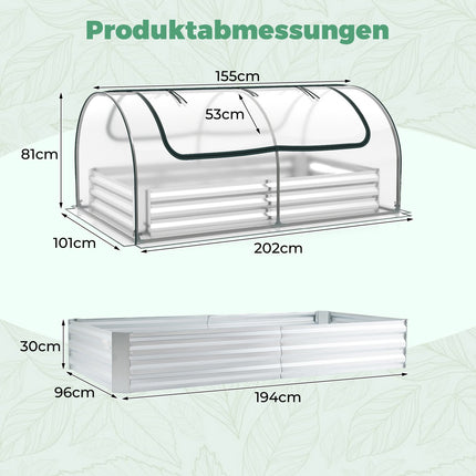 Raised Garden Bed with Removable PVC Greenhouse Cover