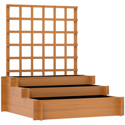 Raised Garden Bed with Trellis, 3-Tier Fir Wood, 95x95x110 cm