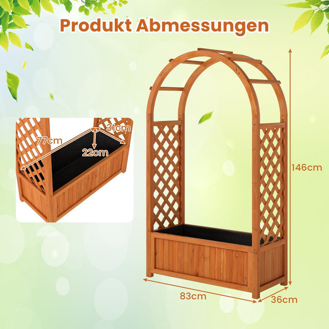 Raised Garden Bed with Trellis & Arched Roof, 83x36x146 cm