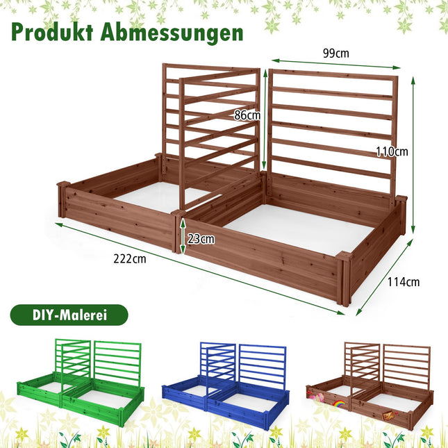 Raised Garden Bed with Trellis, Fir Wood, 222x114x110 cm