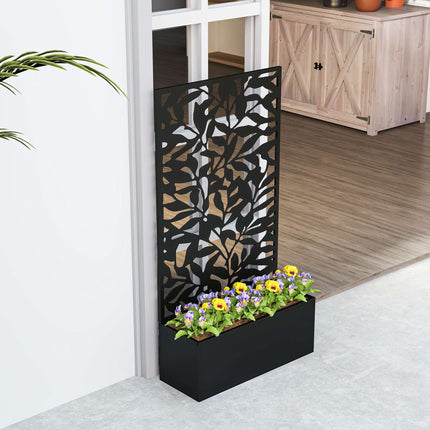 Raised Garden Bed with Trellis, Metal, Black, 8 Gallon Capacity