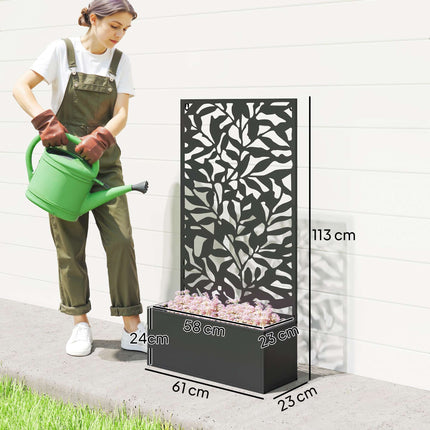 Raised Garden Bed with Trellis, Metal, Black, 8 Gallon Capacity