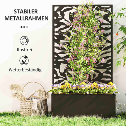 Raised Garden Bed with Trellis, Metal, Black, 8 Gallon Capacity