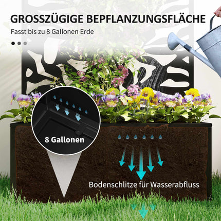 Raised Garden Bed with Trellis, Metal, Black, 8 Gallon Capacity
