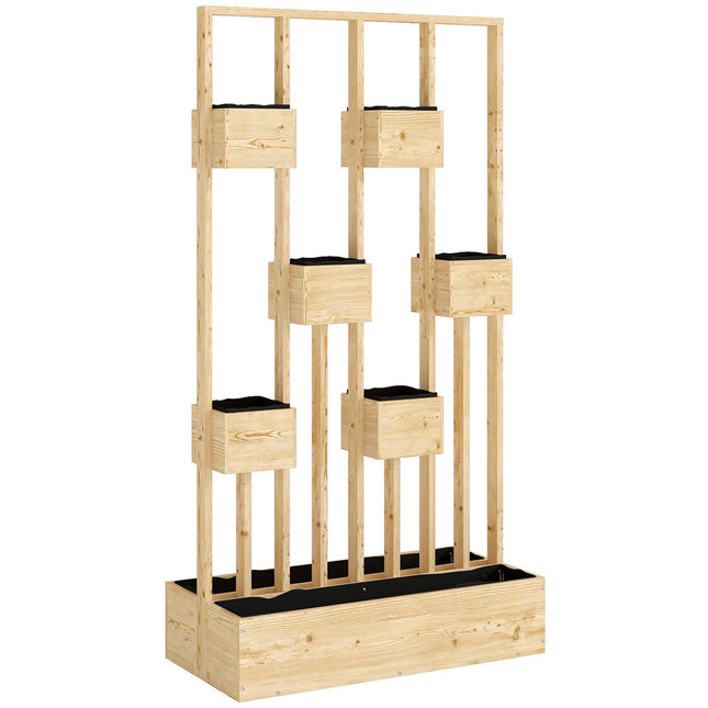 Raised Garden Bed with Trellis, Natural Wood, 90x45x170 cm