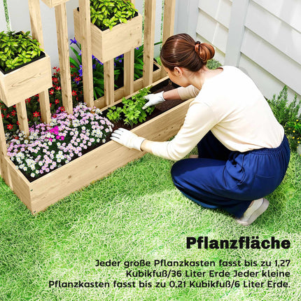 Raised Garden Bed with Trellis, Natural Wood, 90x45x170 cm