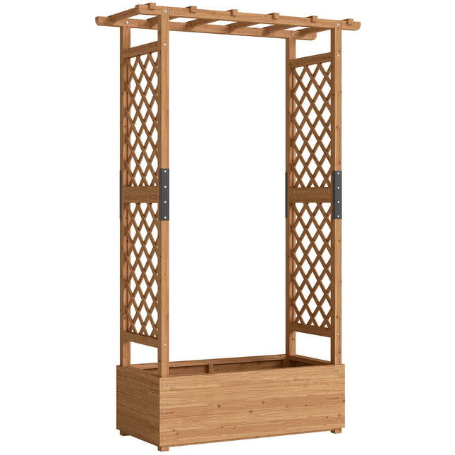 Raised Garden Bed with Trellis & Roof, 110x44x181 cm Wood