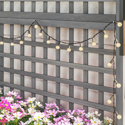 Raised Garden Bed with Trellis & Roof, Weatherproof Wood
