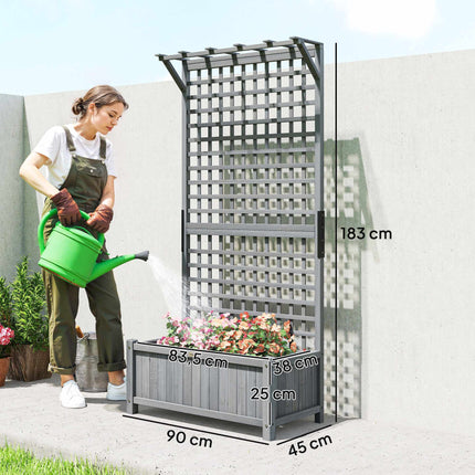 Raised Garden Bed with Trellis & Roof, Weatherproof Wood