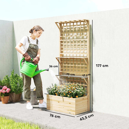 Raised Garden Bed with Trellis & Roof, Wood Planter Box