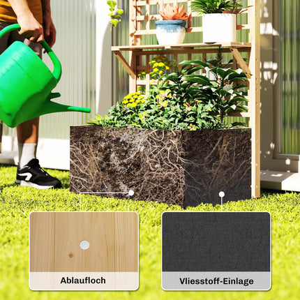 Raised Garden Bed with Trellis & Roof, Wood Planter Box