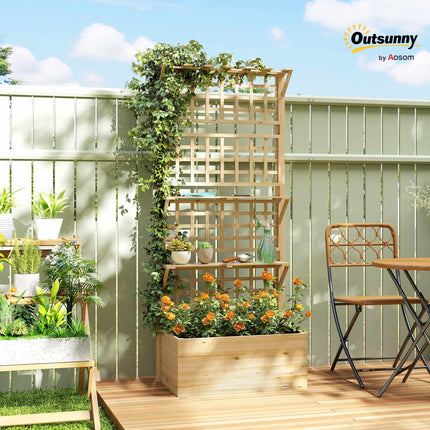 Raised Garden Bed with Trellis & Roof, Wood Planter Box