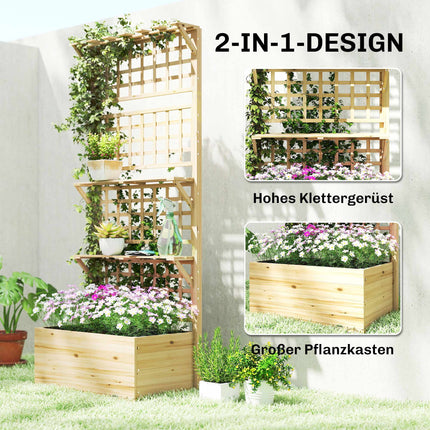 Raised Garden Bed with Trellis & Roof, Wood Planter Box