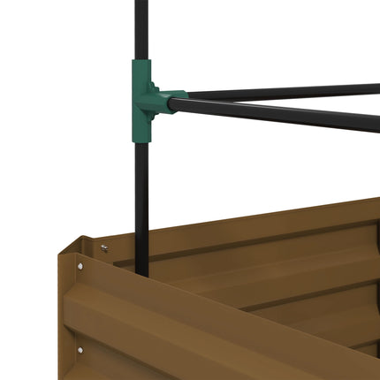 Raised Garden Bed with Trellis, Steel, 61x61x140 cm, Brown
