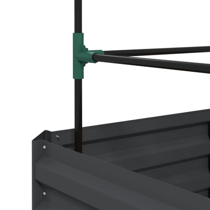 Raised Garden Bed with Trellis, Steel, 61x61x140 cm, Dark Grey