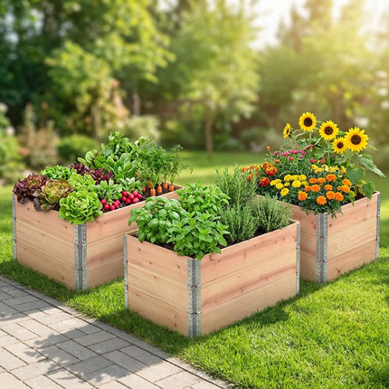 Raised Garden Bed with Trellis for Vegetables & Herbs