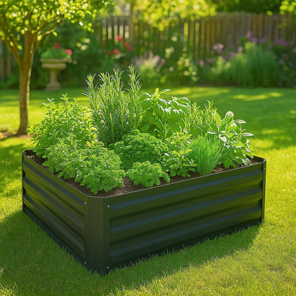 Raised Metal Flower Bed – Rectangular, Galvanized