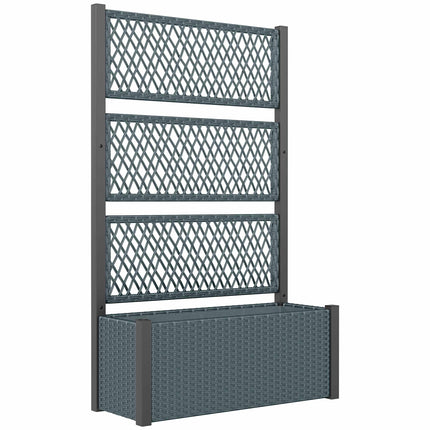 Raised Planter Box with Trellis, Dark Grey, 90x35x148 cm