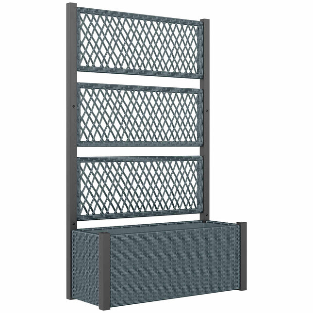 Raised Planter Box with Trellis, Dark Grey, 90x35x148 cm