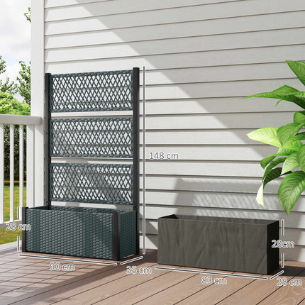 Raised Planter Box with Trellis, Dark Grey, 90x35x148 cm