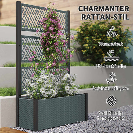 Raised Planter Box with Trellis, Dark Grey, 90x35x148 cm
