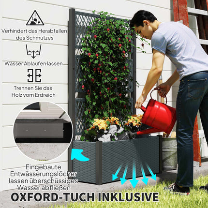 Raised Planter Box with Trellis, Dark Grey, 90x35x148 cm