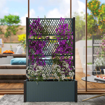 Raised Planter Box with Trellis, Dark Grey, 90x35x148 cm