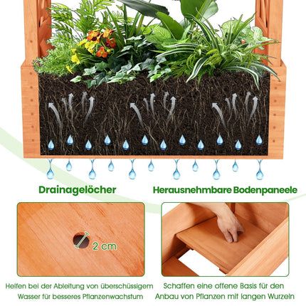 Raised Planter Box with Trellis & Hanging Roof, Wood