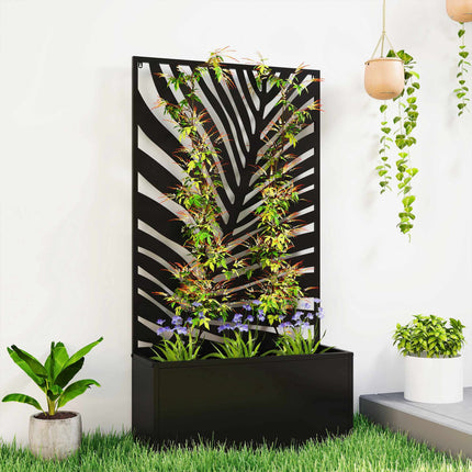 Raised Planter Box with Trellis, Metal, 61 x 23 x 113 cm