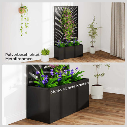 Raised Planter Box with Trellis, Metal, 61 x 23 x 113 cm