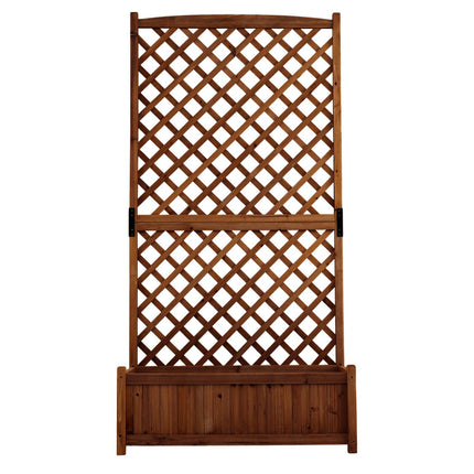 Raised Planter With Trellis, Fir Wood, Drainage Holes, 90 x 44.5 cm