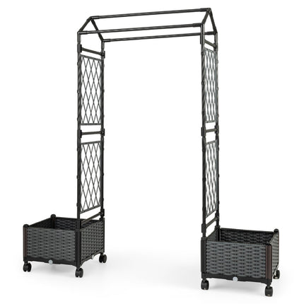 Raised Planter with Trellis & Self-Watering System, Grey