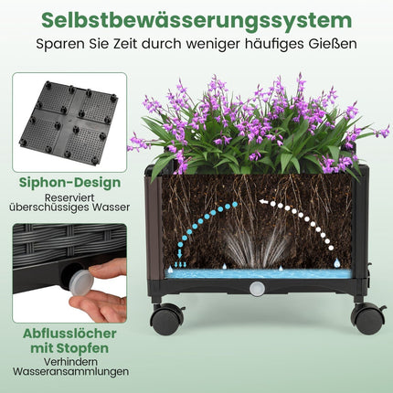 Raised Planter with Trellis & Self-Watering System, Grey