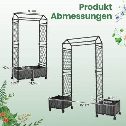 Raised Planter with Trellis & Self-Watering System, Grey