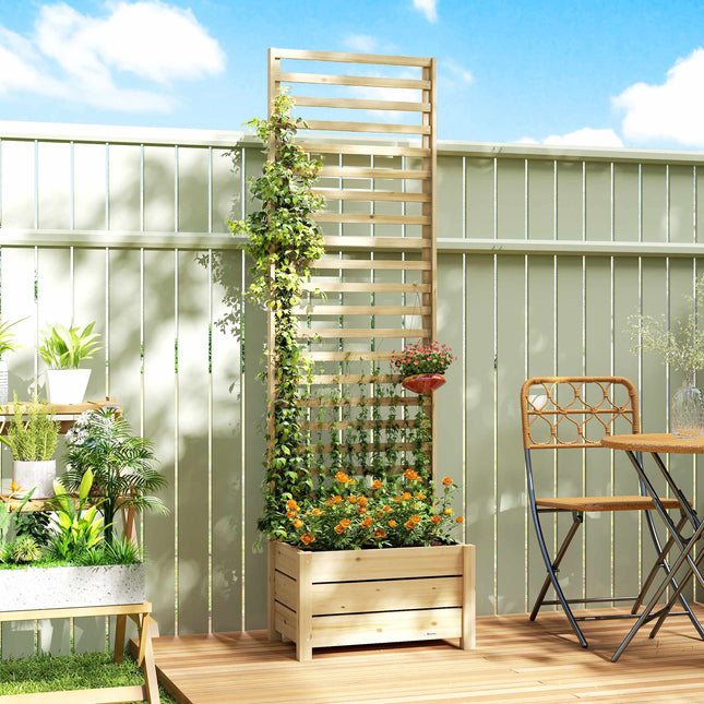 Raised Planter with Trellis, Wood, 60x39x200 cm, Drainage