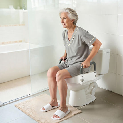 Raised Toilet Seat With Arms, 5 In Lift, 300 Lb