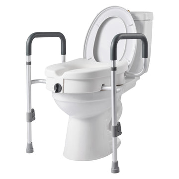 Raised Toilet Seat With Arms, 5 in Lift, 350 lb