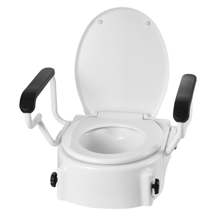 Raised Toilet Seat with Arms, Adjustable Height, 300 Lb