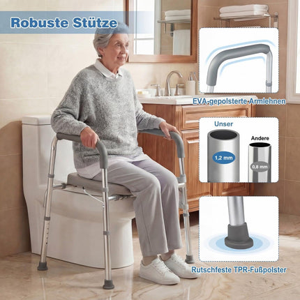 Raised Toilet Seat with Handles, Adjustable Height & Width