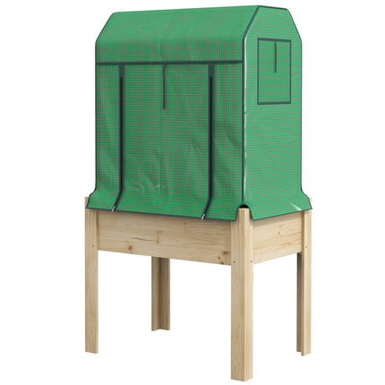 Raised wooden garden bed with cold frame, 86x60x165 cm