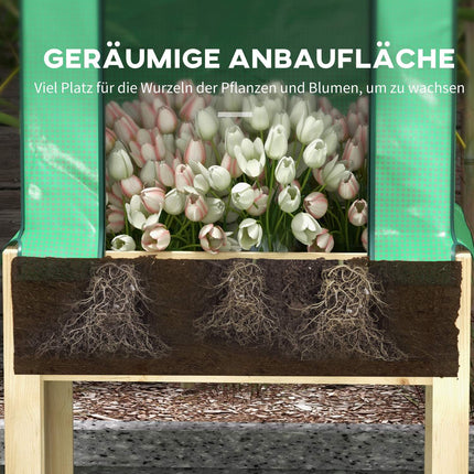 Raised wooden garden bed with cold frame, 86x60x165 cm