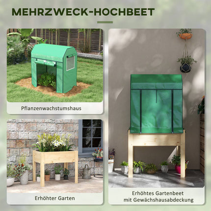 Raised wooden garden bed with cold frame, 86x60x165 cm