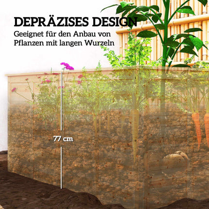 Raised Wooden Garden Bed, 152x77x77 cm, Open Base