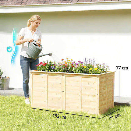 Raised Wooden Garden Bed, 152x77x77 cm, Open Base