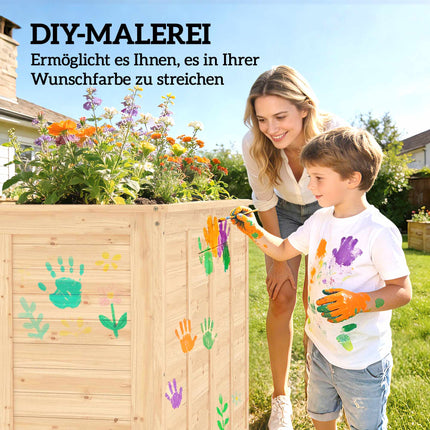 Raised Wooden Garden Bed, 152x77x77 cm, Open Base