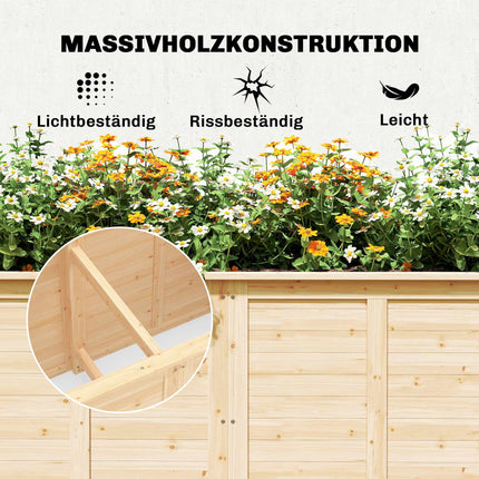 Raised Wooden Garden Bed, 152x77x77 cm, Open Base